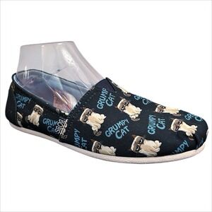 Grumpy Cat Bobs Skechers Shoes Womens Size 8 Navy Blue Flats Memory Foam Slip On
